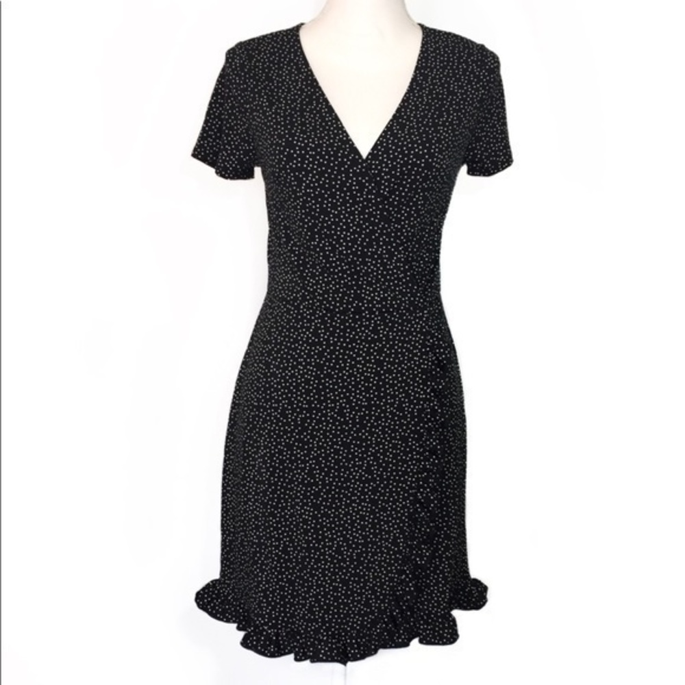 NWT ModCloth Black Polka Dot Ruffle Wrap Dress New